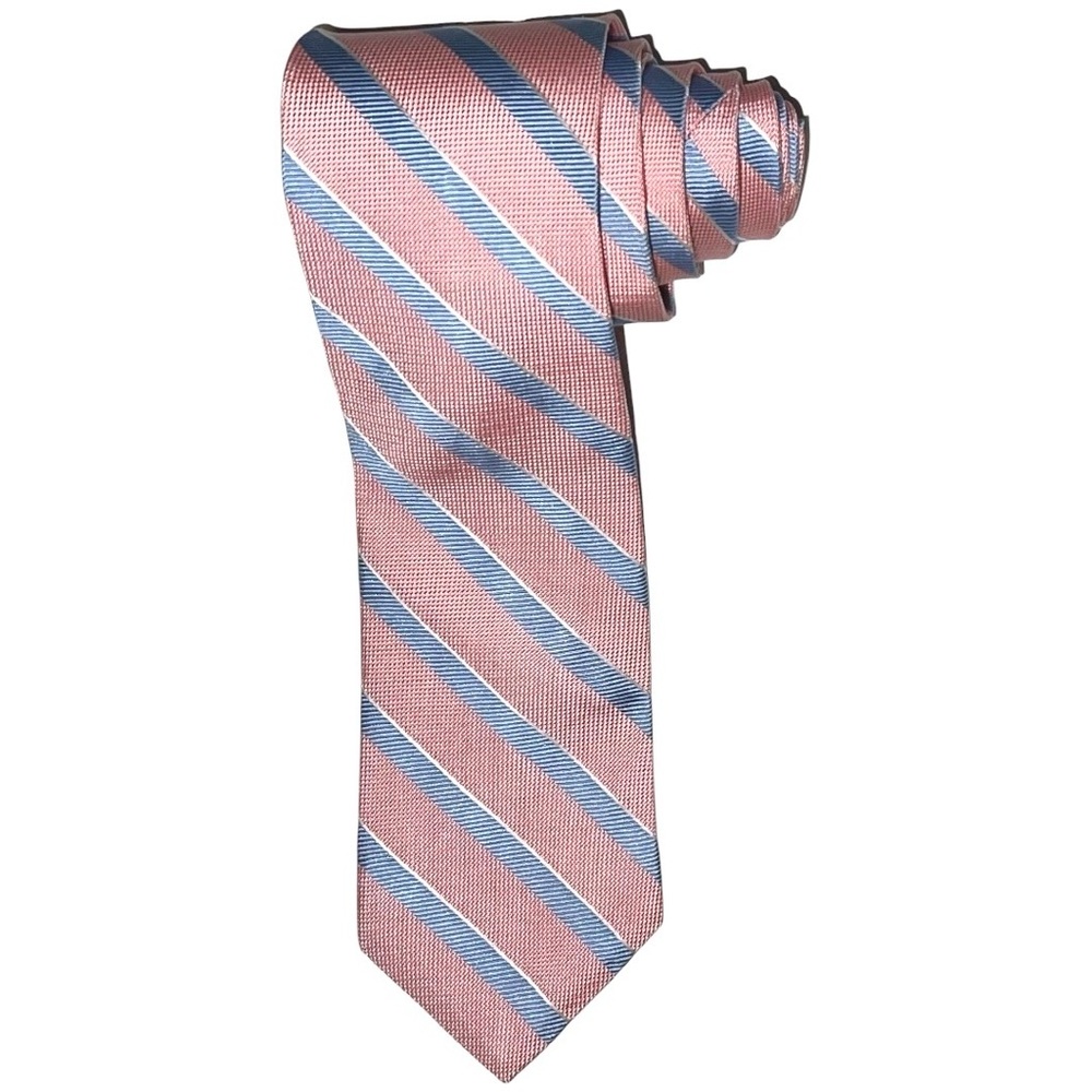 Brooks Brothers 346 Necktie Men’s Pink Light Blue Stripes Pure Silk Tie 59x2.75